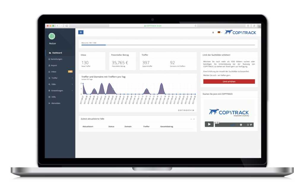 copytrack portal screenshot
