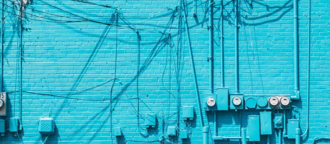 blue wall with meters